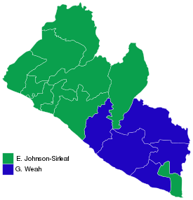 2005 Liberian presidential election map by county (2nd round).svg