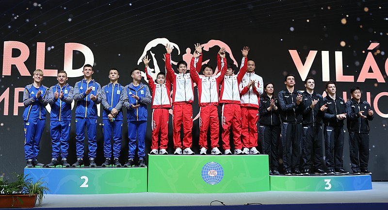 File:2019-06-27 1st FIG Artistic Gymnastics JWCH Men's All-around competition Victory ceremony Team final (Martin Rulsch) 24.jpg