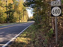 SR 600 in Fairfax County 2019-10-24 16 13 18 View east along Virginia State Route 600 (Gunston Road) at the east end of Virginia State Route 242 in Mason Neck, Fairfax County, Virginia.jpg