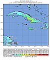 2020-01-28 Lucea, Jamaica M7.7 earthquake shakemap (USGS).jpg