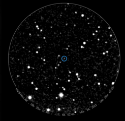 2023 DZ2 imaged with a Unistellar 112mm telescope under the light pollution of Sacramento, CA on 24 March 2023.