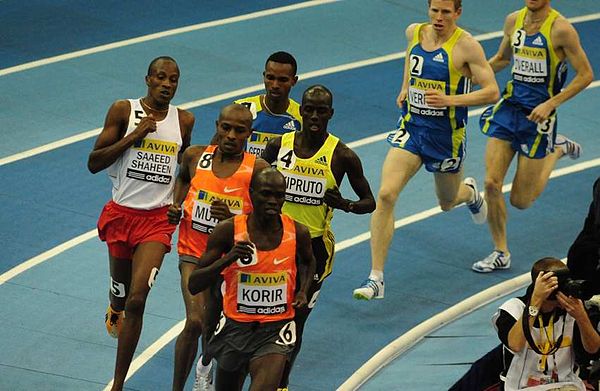 Dejen Gebremeskel (top centre) running in Birmingham in 2010.