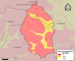 Carte des zones d'aléa retrait-gonflement des sols argileux de Crotelles.