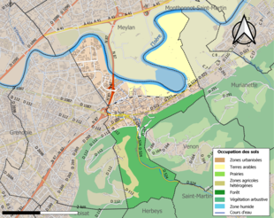 Kolorowa mapa przedstawiająca zagospodarowanie terenu.