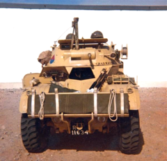 Eland-60 armoured car with its K1/M2 mortar at full elevation. 43 Charlie Eland.PNG