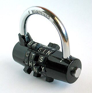 <span class="mw-page-title-main">Combination lock</span> Type of locking device in which a sequence of symbols, usually numbers, is used to open the lock