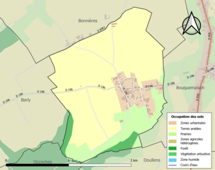 Barevná mapa znázorňující využití půdy.