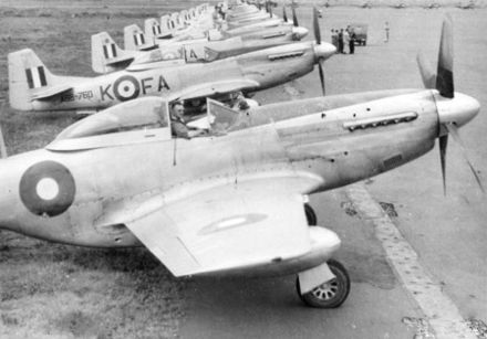 P-51Ds of 82 Squadron RAAF in Bofu, Japan, as part of the British Commonwealth Occupation Force, in 1947