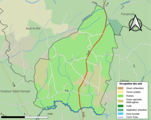 Kolorowa mapa przedstawiająca użytkowanie gruntów.