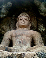 A Rock cut Seated Buddha Statue at Bojjannakonda, Visakhapatnam District.jpg