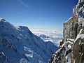 A Aiguille du Midi e o Monte Branco