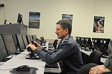 Bryant operates an UAV trainer during a visit to Randolph Air Force Base, Texas in 2009 Air Marshal Simon Bryant at Randolph AFB.jpg