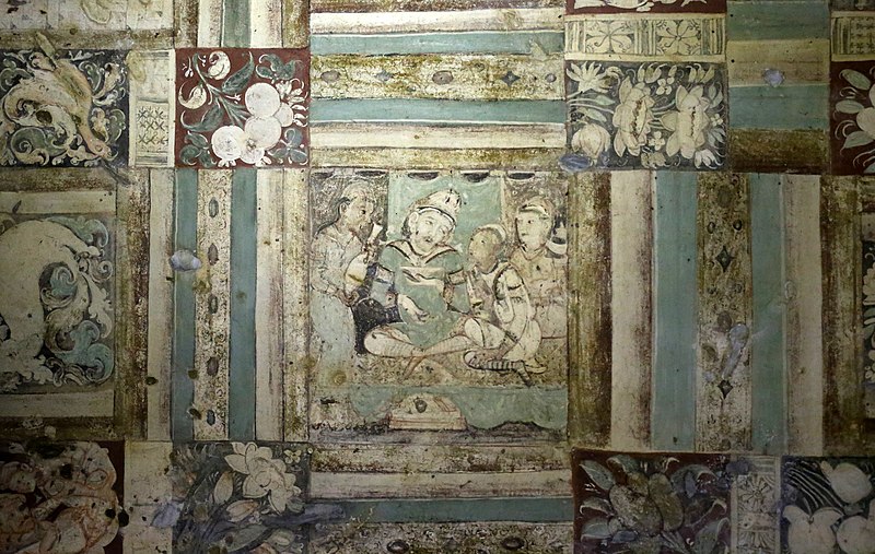 File:Ajanta, grotta 1, vihara di scuola mahayana, v secolo dc., interno, soffitto affrescato 03.jpg