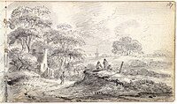 p187 - Unknown contributor - Drawing - Hill landscape