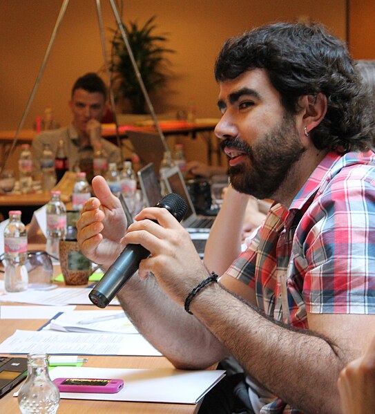 File:Alex asks a question at the Program Evaluation & Design Workshop in Budapest - Sarah Stierch.jpg