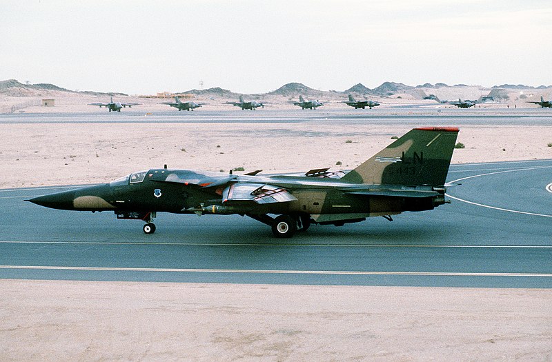 File:An F-111F fighter aircraft of the 494th Tactical Fighter Squadron, 48th Tactical Fighter Wing, RAF Lakenheath, United Kingdom, takes off for a mission in support of Operation Desert - DPLA - 10acb5f8cc2cf4fa91f9be7acd56e452.jpeg