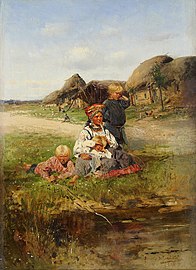 "Крәҫтиән ҡатыны балалары менән", 1883