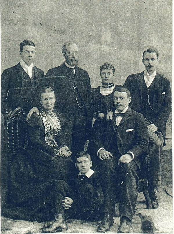 John Miller Andrews as a young man, with his parents and family, including his brother Thomas