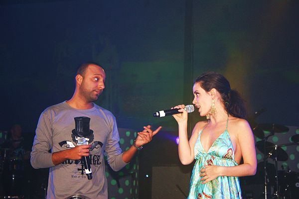 Rebecca Zadig and Arash in a concert in Las Vegas, December 2008