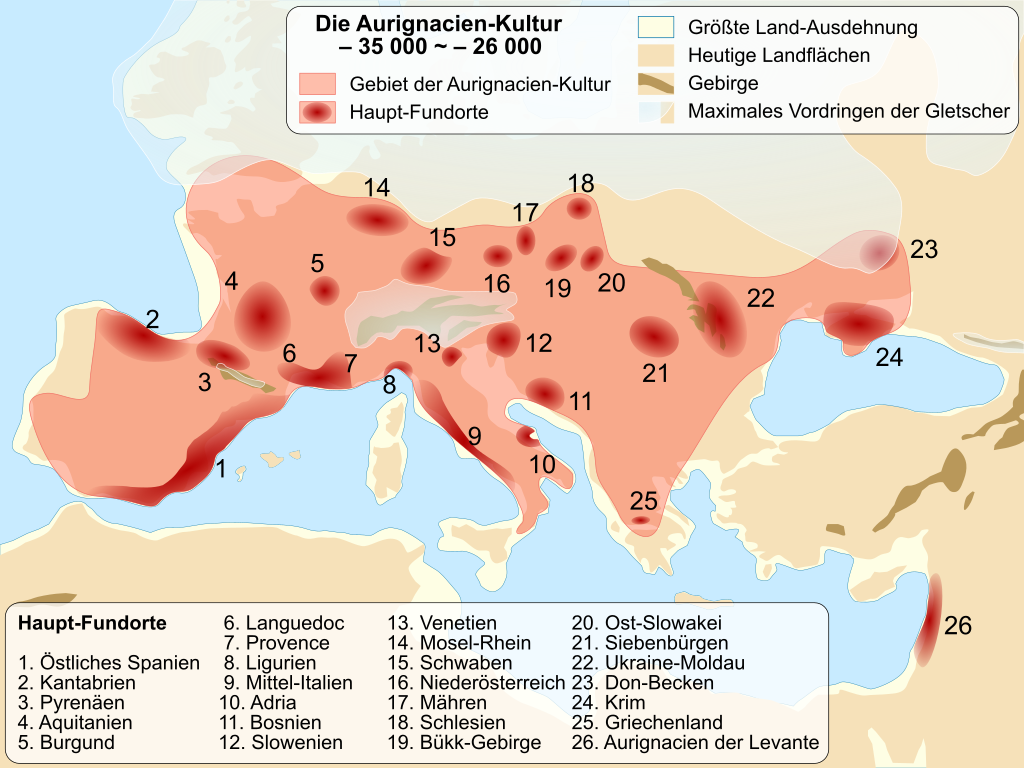 Aurignacian culture map-de