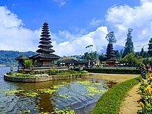 Beratan Lake and Temple in Bali, a popular image often featured to promote Indonesian tourism Bali, Indonesia (50368691146).jpg