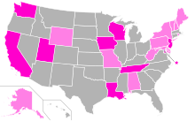 Ron Daniels was on the ballot in eight states (126 Electoral Votes). Those states with a lighter shade are states in which he was an official write-in candidate. BallotAccessofRonDaniels1992.svg