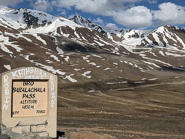 View of Bara-lacha La Top during Monsoon with melting snow.