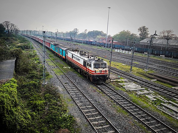 A Humsafar train passes through Barauni–Guwahati line