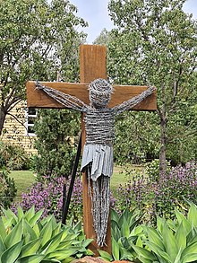Barbed wire crucifix, in the Biblical Garden Barbed wire crucifix, Bell, Queensland, Biblical Garden.jpg