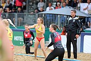 Deutsch: Beachhandball Europameisterschaften 2019 (Beach handball Euro); Tag 5: 6. Juli 2019 – Frauen, Platzierungsspiel für die Ränge 9–12, Deutschland-Polen 2:1 (22:23, 19:16, 7:6) English: Beach handball Euro; Day 5: 6 July 2019 – Placement Match/Cross Match for rank 9–12 Women – Germany-Poland 2:1 (22:23, 19:16, 7:6)