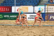 Deutsch: Beachhandball Europameisterschaften 2019 (Beach handball Euro); Tag 5: 6. Juli 2019 – Frauen, Halbfinale, Kroatien-Dänemark 1:2 (12:19, 17:10, 4:7) English: Beach handball Euro; Day 5: 6 July 2019 – Semifinal Men – Croatia-Denmark 1:2 (12:19, 17:10, 4:7)