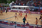 Deutsch: Beachhandball bei den Olympischen Jugendspielen 2018; Tag 5, 10. November 2018; Mädchen, Hauptrunde - Kroatien-Argentinien 1:2 English: Beach handball at the 2018 Summer Youth Olympics at 11 October 2018 – Girls Main Round – Croatia-Argentina 1:2