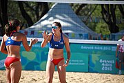 Deutsch: Beachvolleyball bei den Olympischen Jugendspielen 2018; Tag 8, 14. Oktober 2018; Mädchen, Achtelfinale – Bolivien-Puerto Rico 0:2 (18–21/18–21 ) English: Beach volleyball at the 2018 Summer Youth Olympics at 14 October 2018 – Girls Round of 16 – Bolivia-Puerto Rico 0:2 (18–21/18–21 )