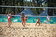 Deutsch: Beachvolleyball bei den Olympischen Jugendspielen 2018; Tag 8, 14. Oktober 2018; Mädchen, Achtelfinale – Bolivien-Puerto Rico 0:2 (18–21/18–21 ) English: Beach volleyball at the 2018 Summer Youth Olympics at 14 October 2018 – Girls Round of 16 – Bolivia-Puerto Rico 0:2 (18–21/18–21 )