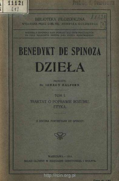 File:Benedykt de Spinoza - Dzieła Tom I.djvu