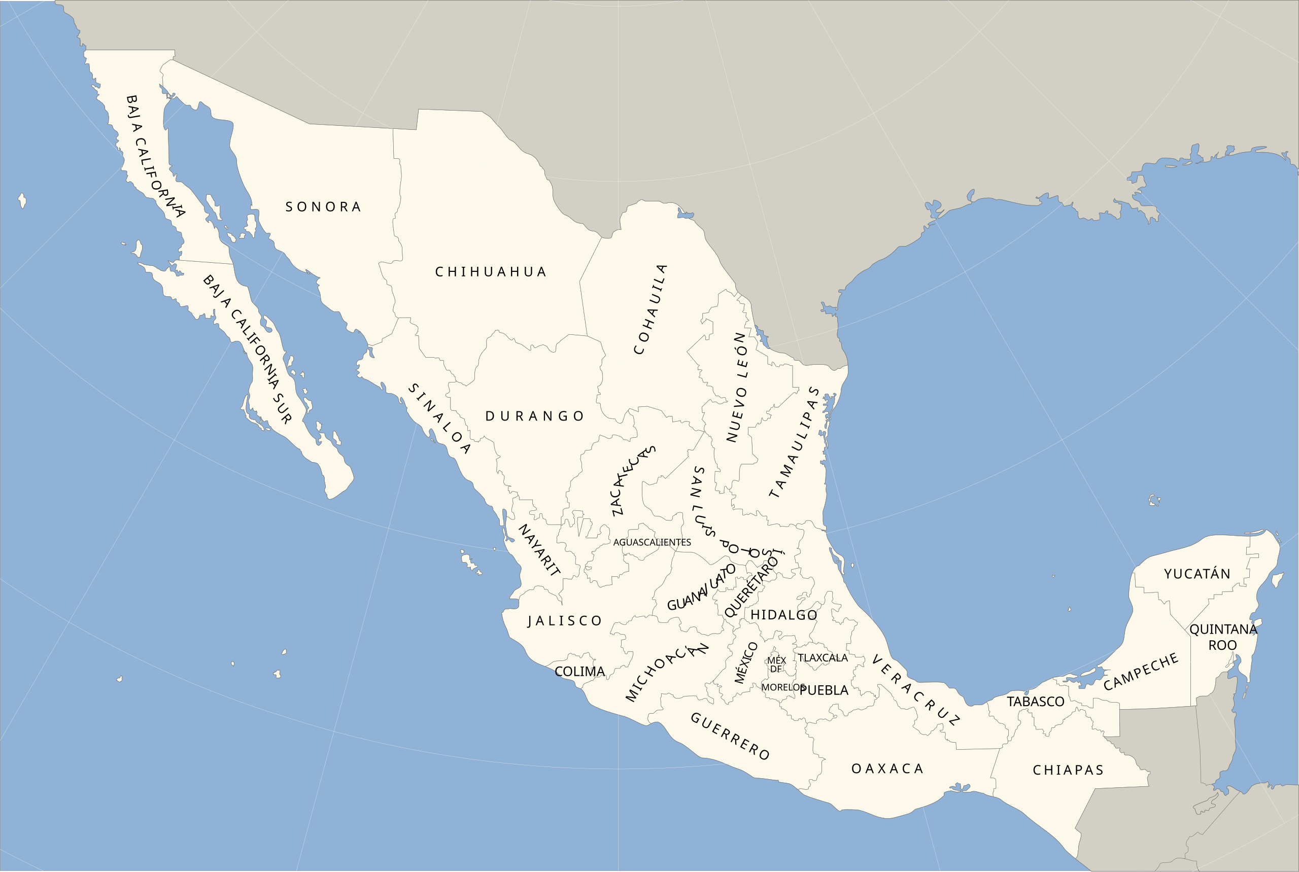 file blank map of mexico with states names svg wikimedia commons