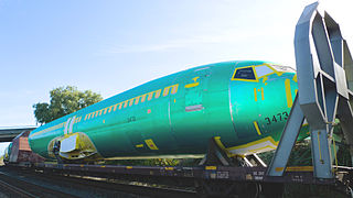 Boeing 737 Next Generation fuselage being transported by rail