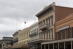 Photograph of a street in the Old Sacramento Historic District.
