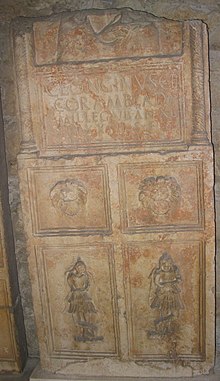 The tombstone of the soldier Caius Longinus from Amblada who died in Delminium. The tombstone is now located in a museum in Split, Croatia CILIII9737Delminium.jpg
