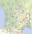 Détail des voies romaines en Aquitaine