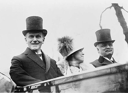 Senator Curtis (right) with President Coolidge and Grace Coolidge on their way to the Capitol building on Inauguration Day, March 4, 1925