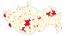 Carte présentant les principales zones bâties et les agglomérations de la commune