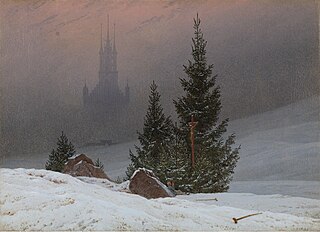 Paysage d'hiver avec église