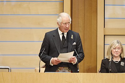 Addressing the Scottish Parliament following his accession as king