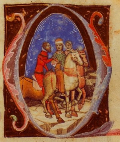 Charles's arrival in Hungary, depicted in the Illuminated Chronicle