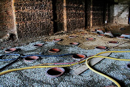 Kvevris burying process in Winery