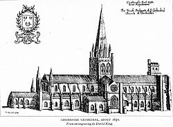 Chichester Cathedral, circa 1650 Chichester Cathedral about 1650 - Project Gutenberg eText 13331.jpg