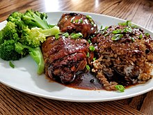 Chicken adobo with broccoli