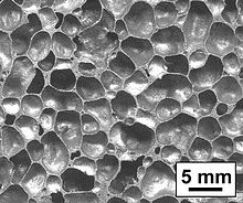A closed-cell metal foam Closed cell metal foam with large cell size.JPG