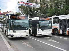 Irisbus Agora bus and trolleybus in Cluj-Napoca, Romania
